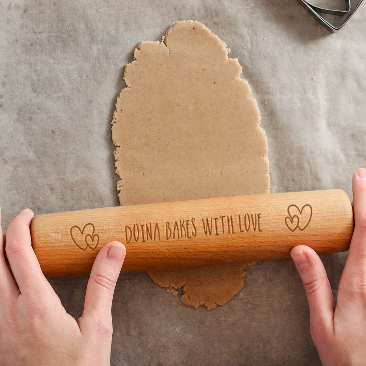 Rouleau à pâtisserie en bois personnalisé - Bake with love