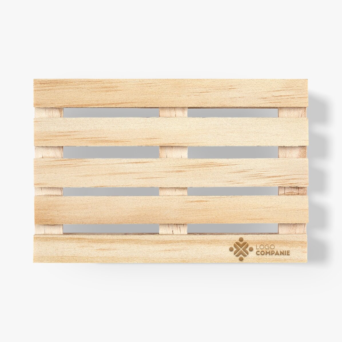 Porte-verre en forme de palette, personnalisé avec un logo