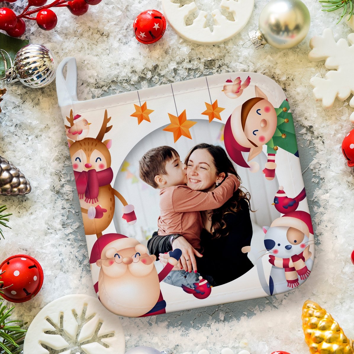 Sous-verre personnalisé avec photo - modèle de Noël