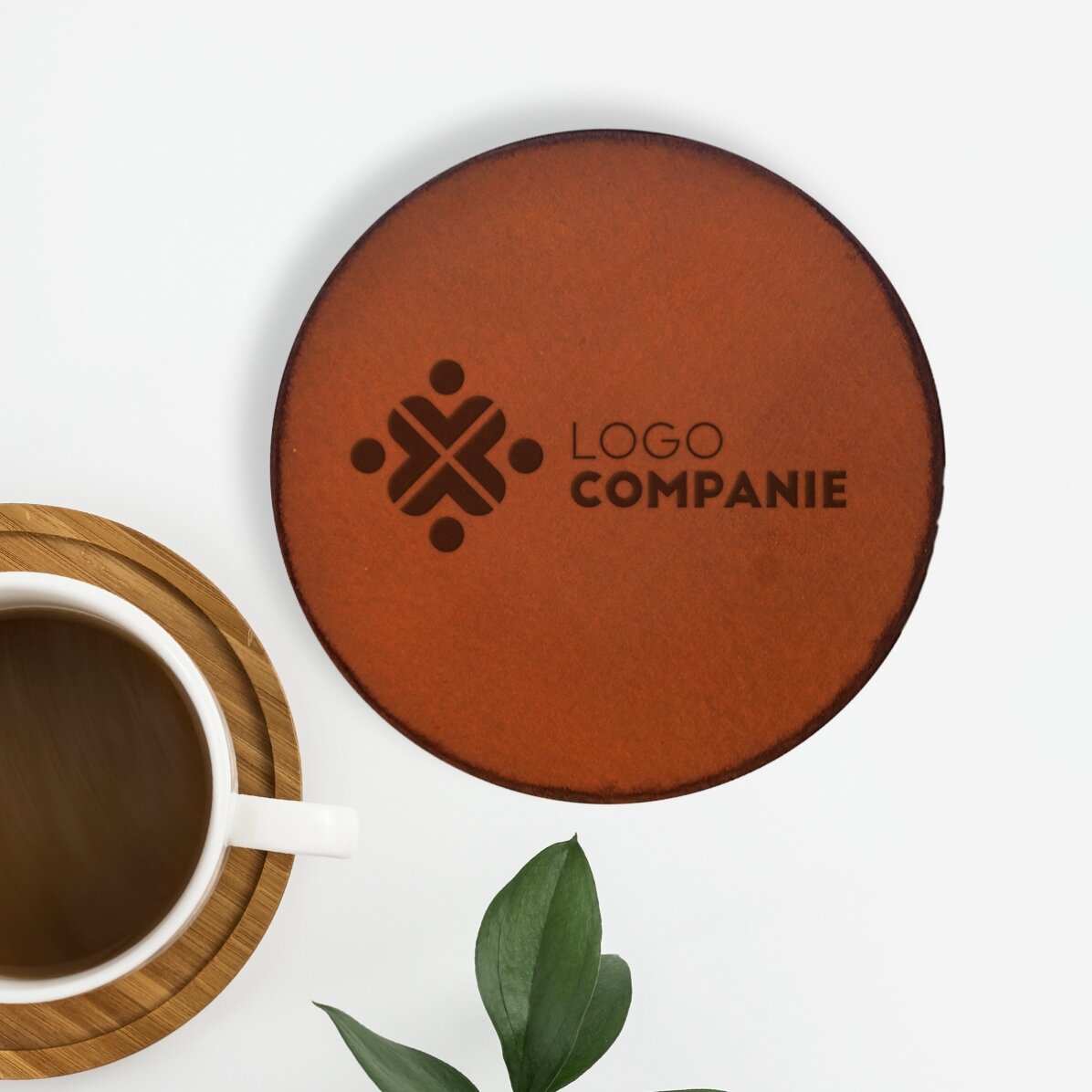 Porte-verre en cuir personnalisé avec logo