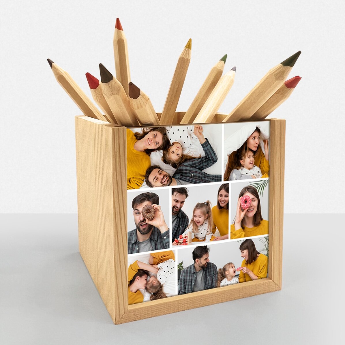 Porte-crayons personnalisé avec 7 photos