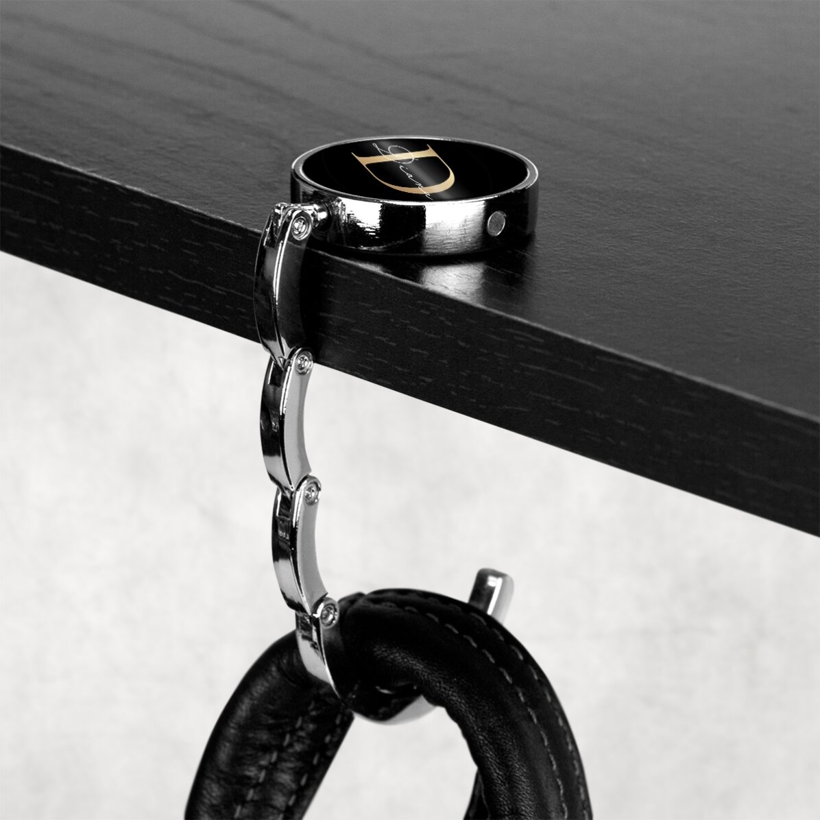 Porte-sac de table personnalisé avec nom et initiale - Or