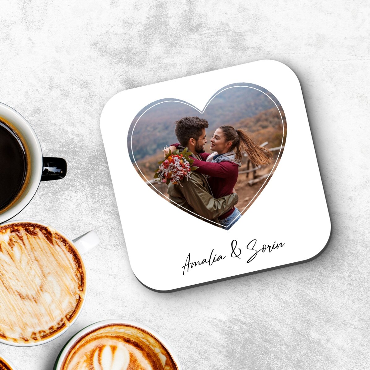 Porte-verre personnalisé avec une photo et un texte - Love