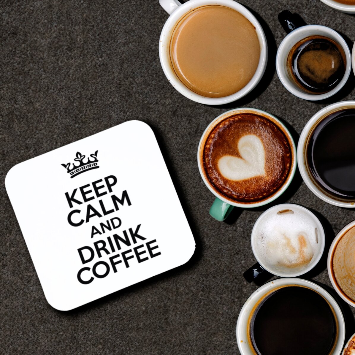 Porte-verre personnalisé avec inscription - Keep Calm White