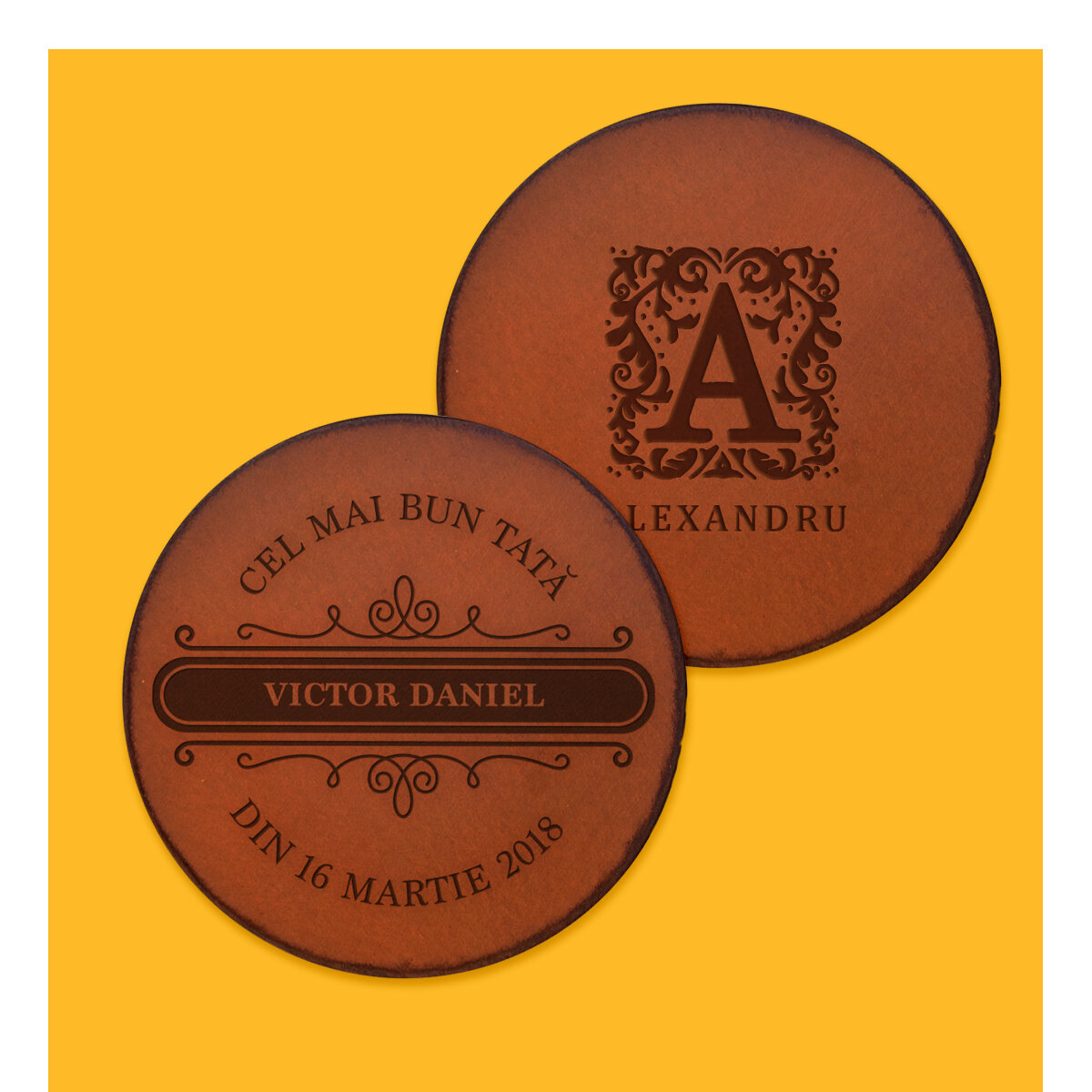 Sous-verres en cuir personnalisés