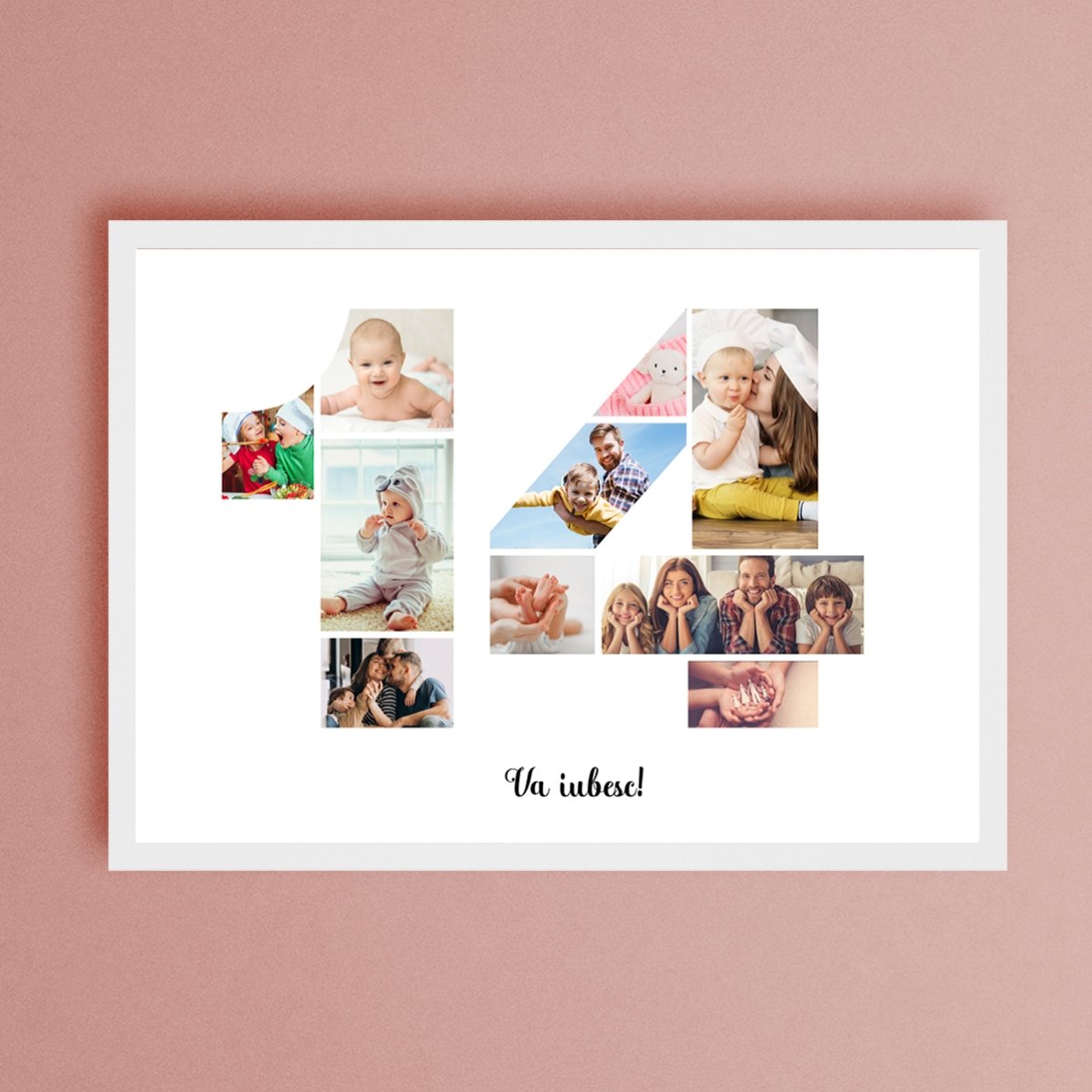 Tableau paysage personnalisé avec 10 photos (modèle n° 14) et un message