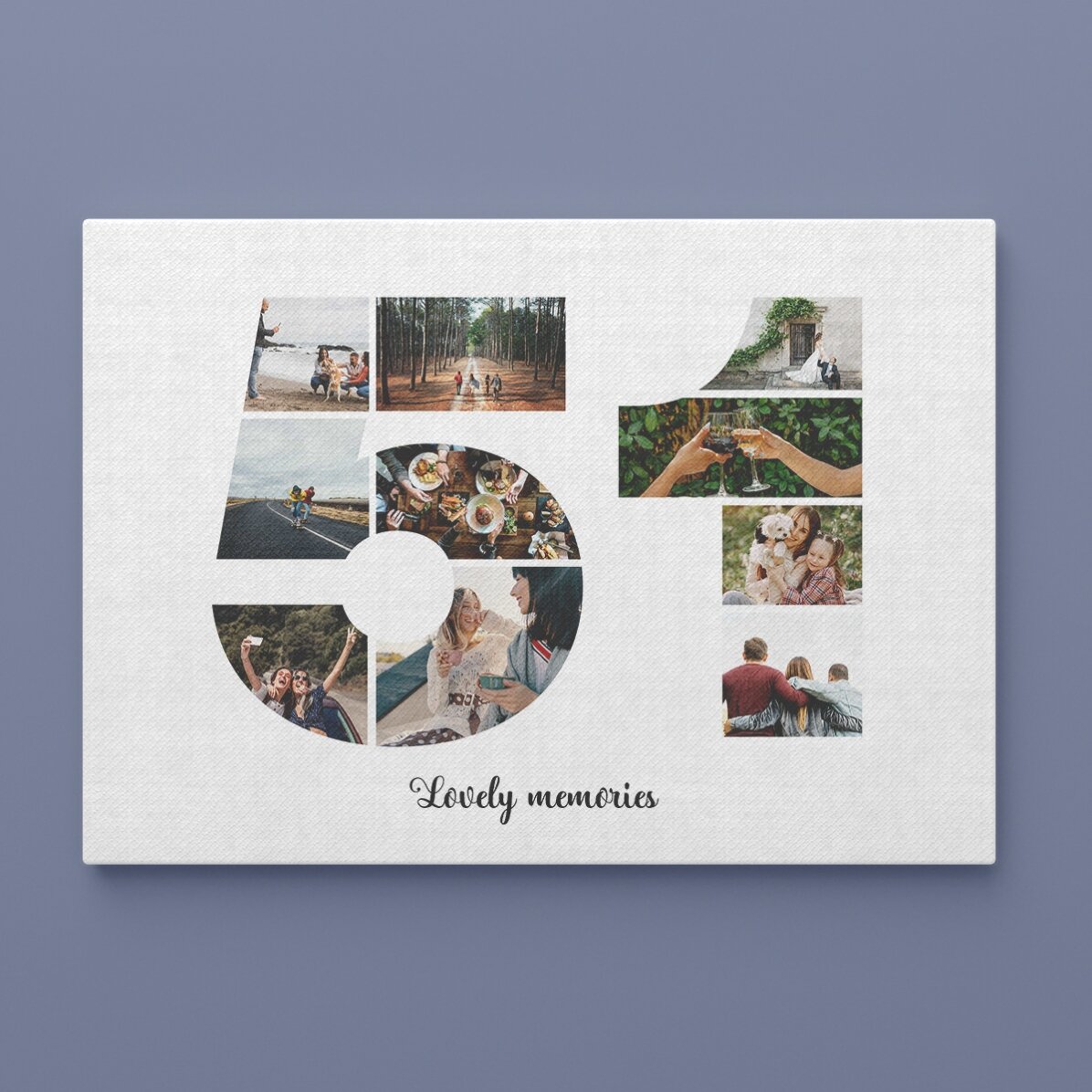 Tableau paysage personnalisé avec 10 photos, modèle n° 51, et un message