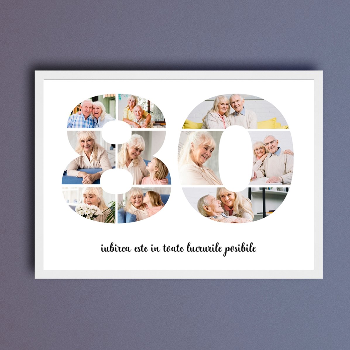 Tableau paysage personnalisé avec 10 photos, modèle n° 80, et un message