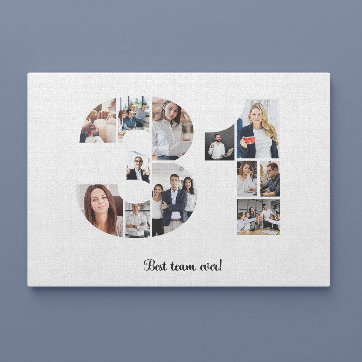 Tableau paysage personnalisé avec 12 photos, modèle n° 31, et un message