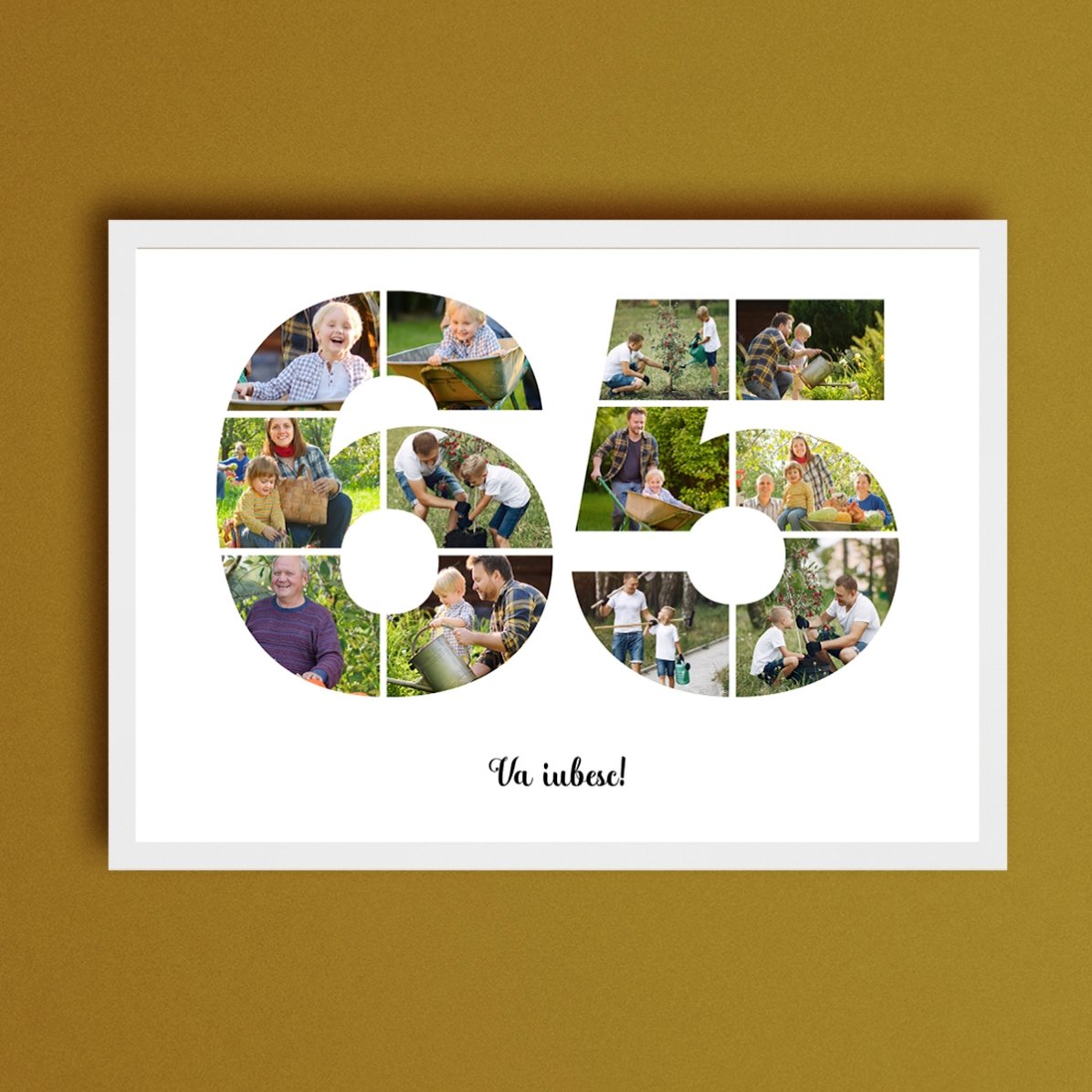 Tableau paysage personnalisé avec 12 photos, modèle n° 65, et un message