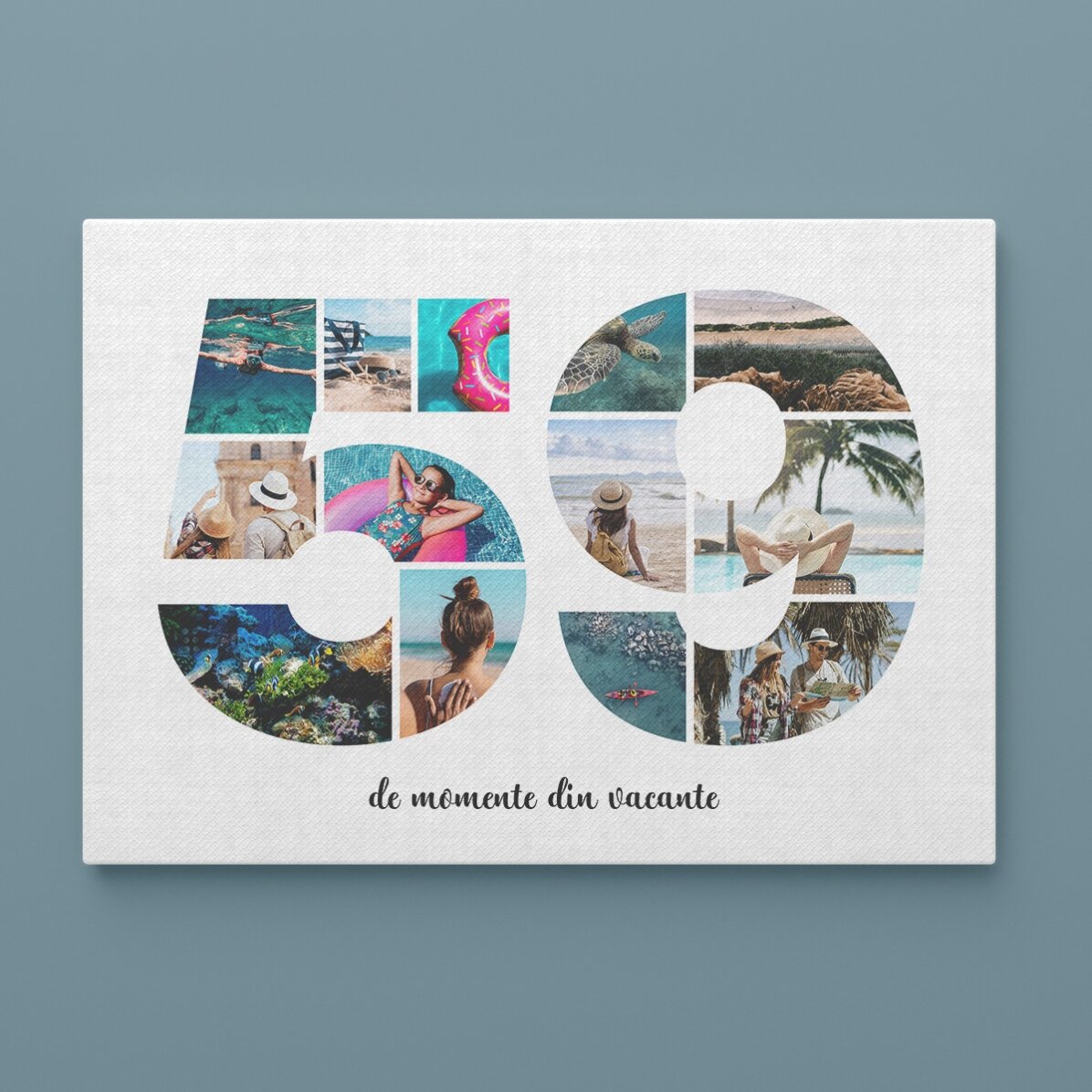 Tableau paysage personnalisé avec 13 photos, modèle n° 59, et un message