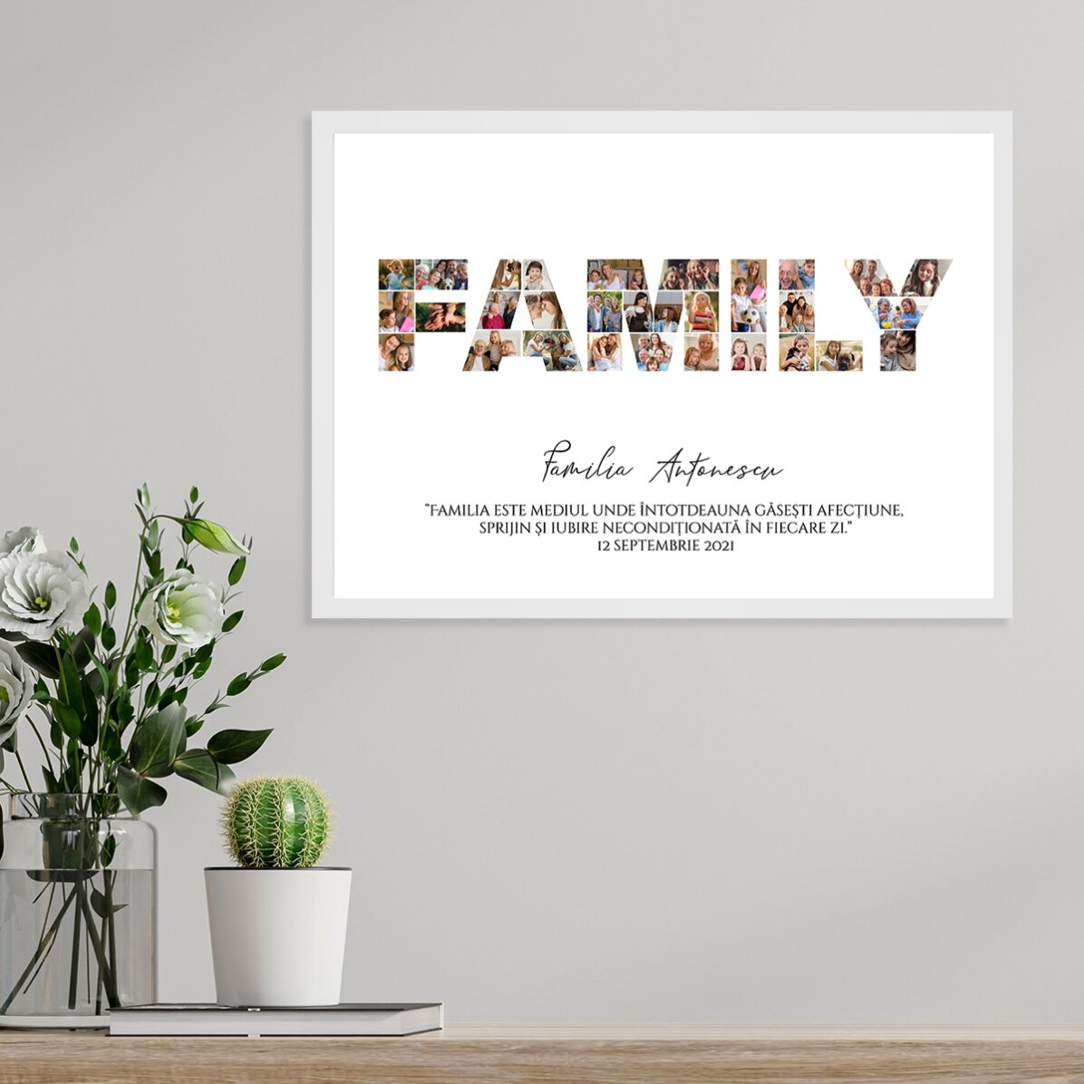 Tableau « Landscape » personnalisé avec 30 photos et un texte - Family