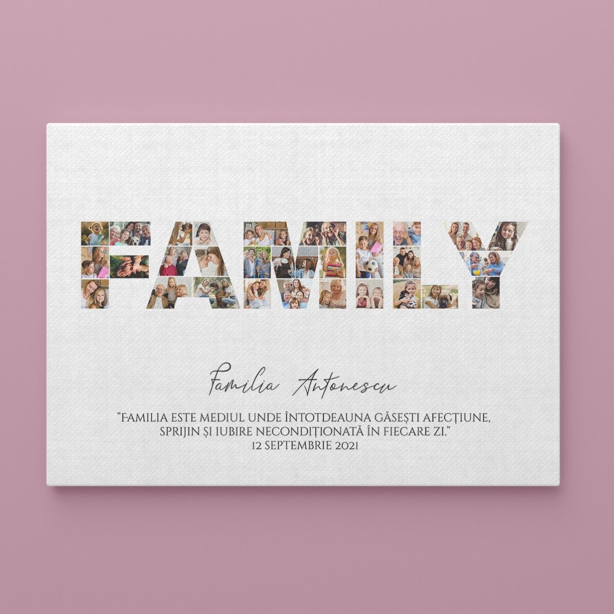 Tableau « Landscape » personnalisé avec 30 photos et un texte - Family