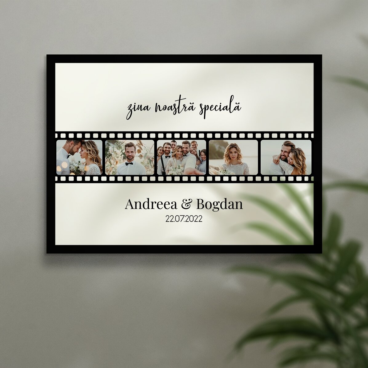 Tableau « Landscape » personnalisé avec 5 photos et un texte - notre journée spéciale