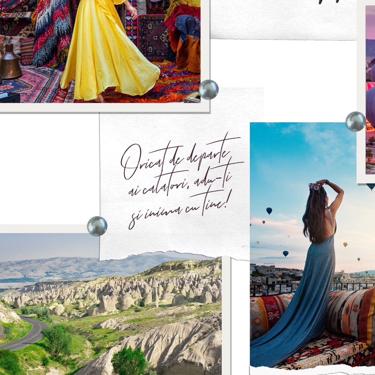Tableau paysage personnalisé avec 6 photos et un texte - Vos vacances