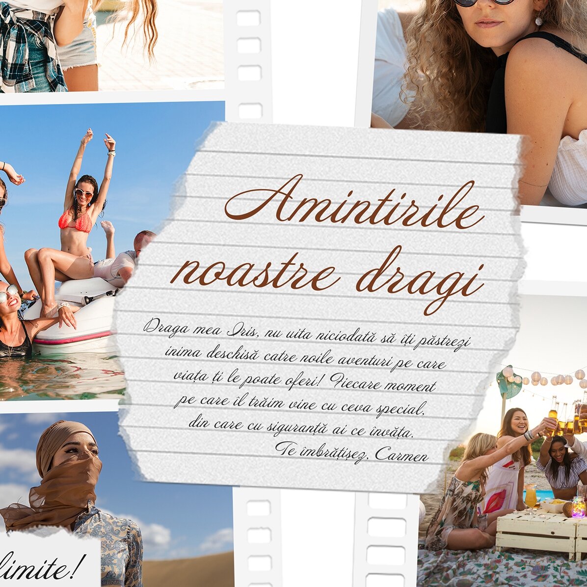 Tableau paysage personnalisé avec photos et texte - Photos sur film