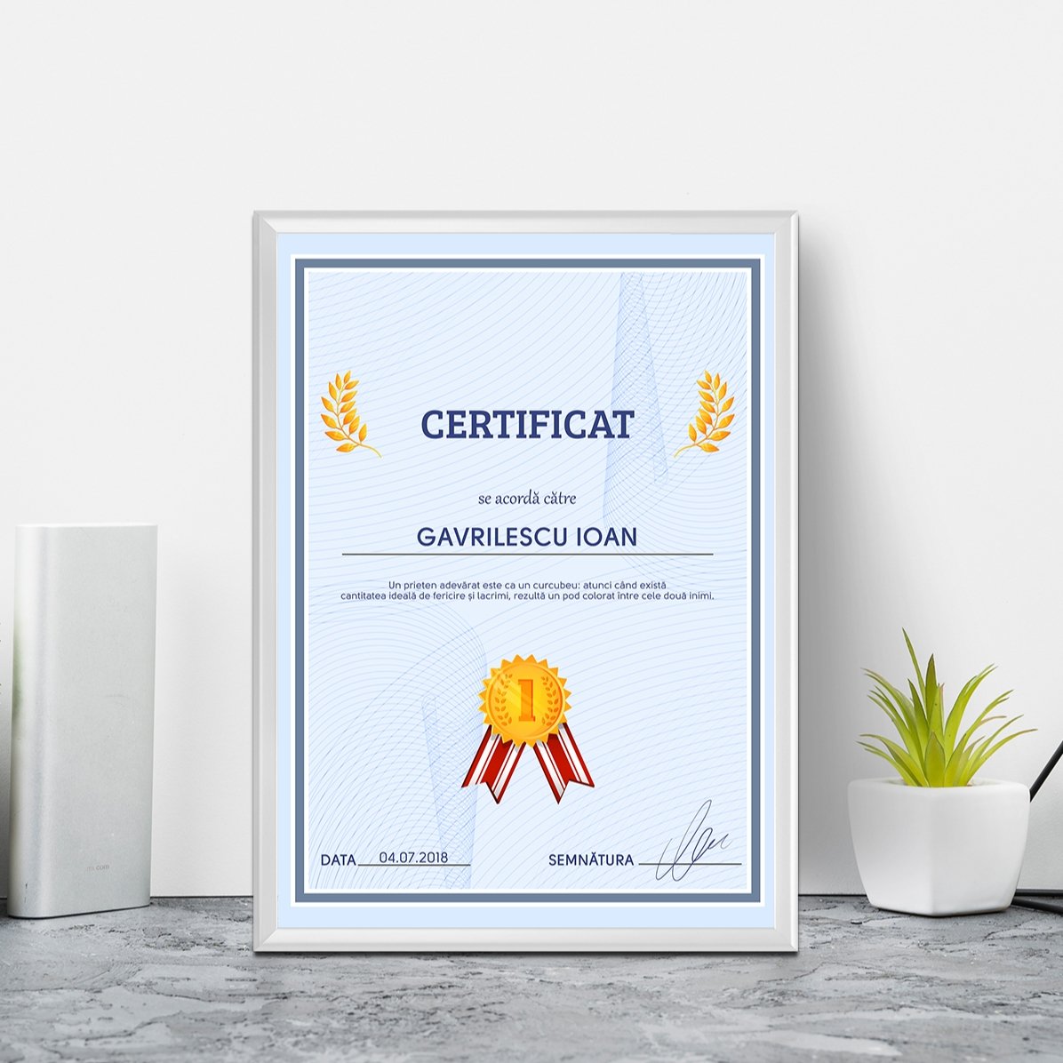 Tableau personnalisé - Certificat de reconnaissance