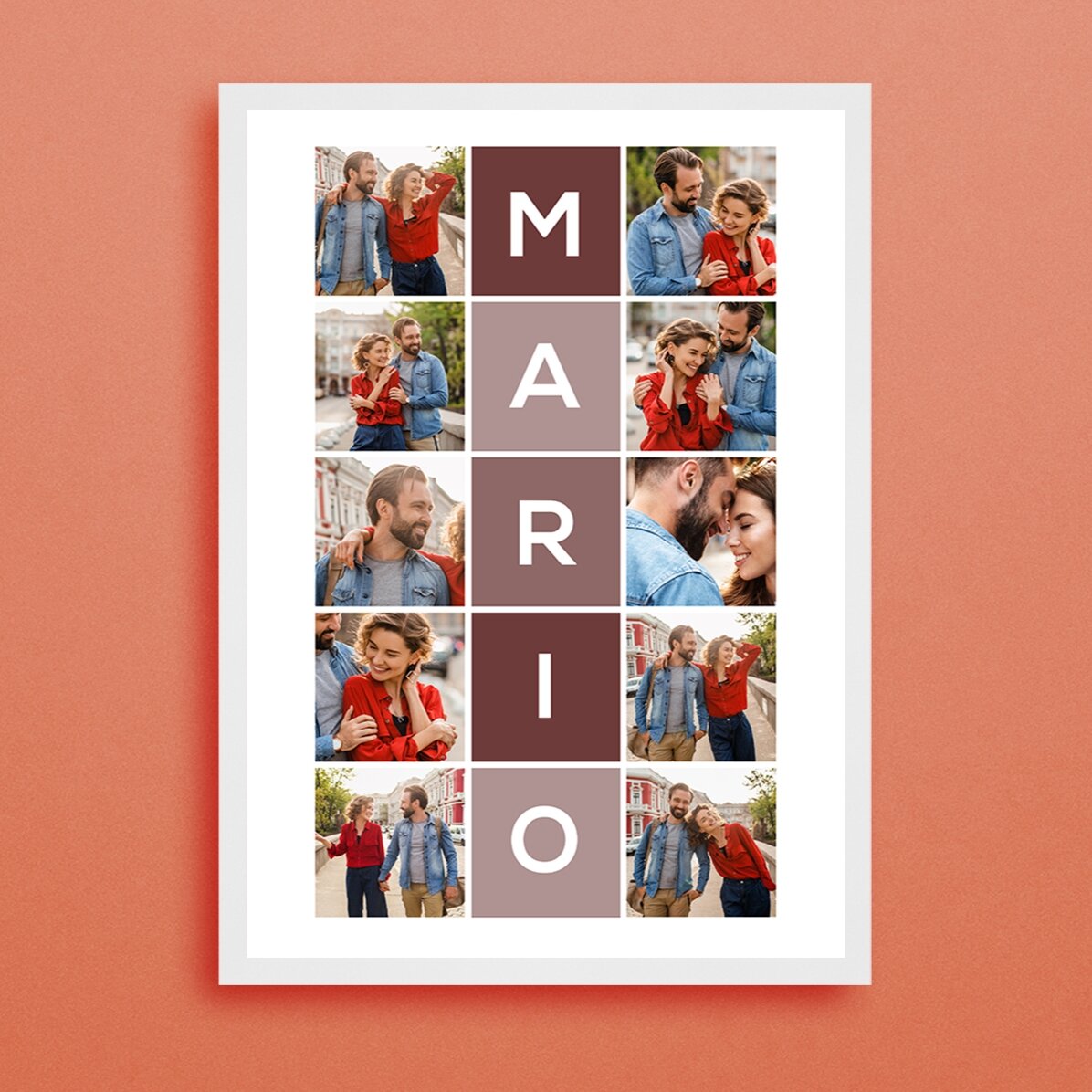 Tableau personnalisé avec 10 photos et un prénom de 5 lettres