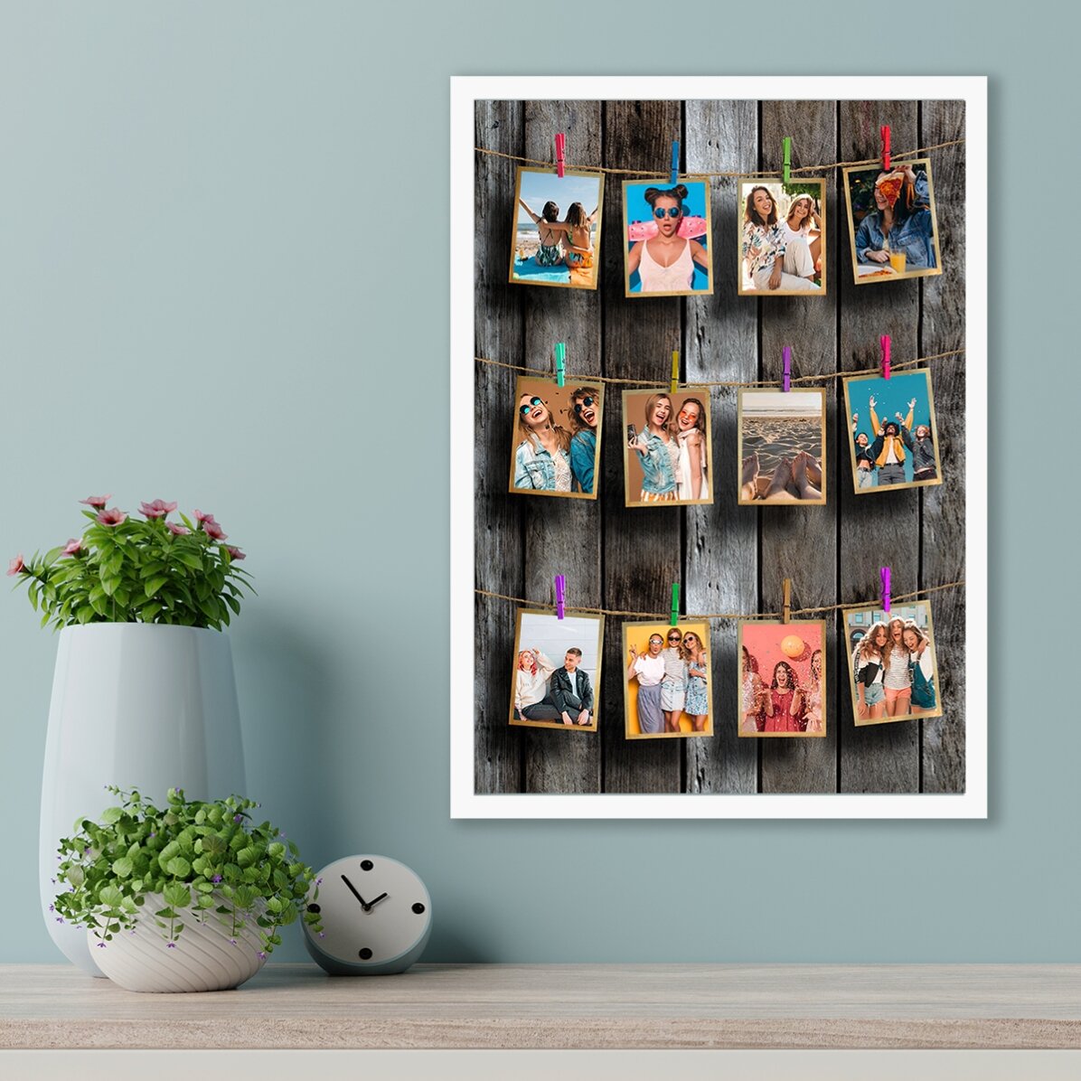Tableau personnalisé avec 12 photos à encadrer