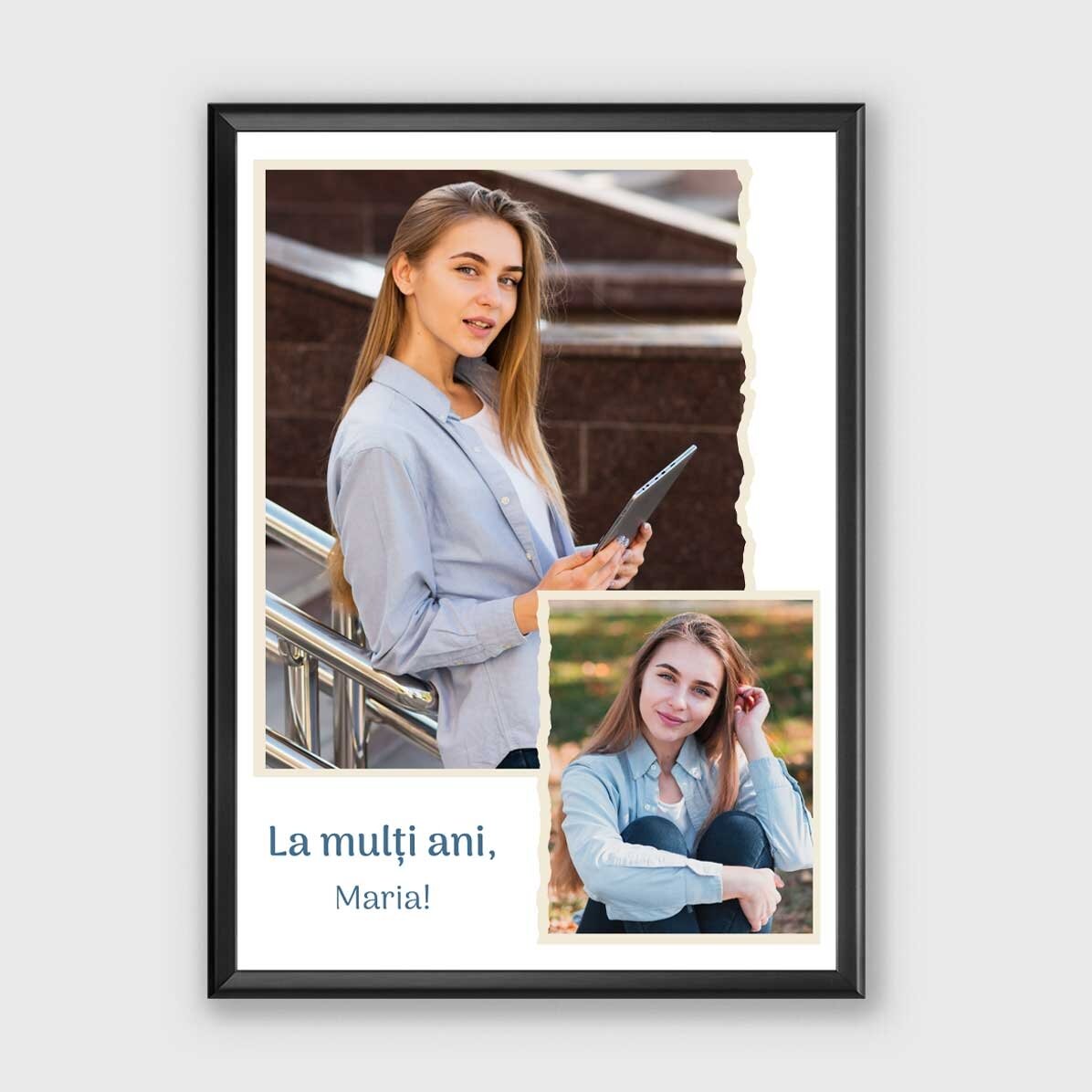 Tableau personnalisé avec 2 photos et un texte - Je t