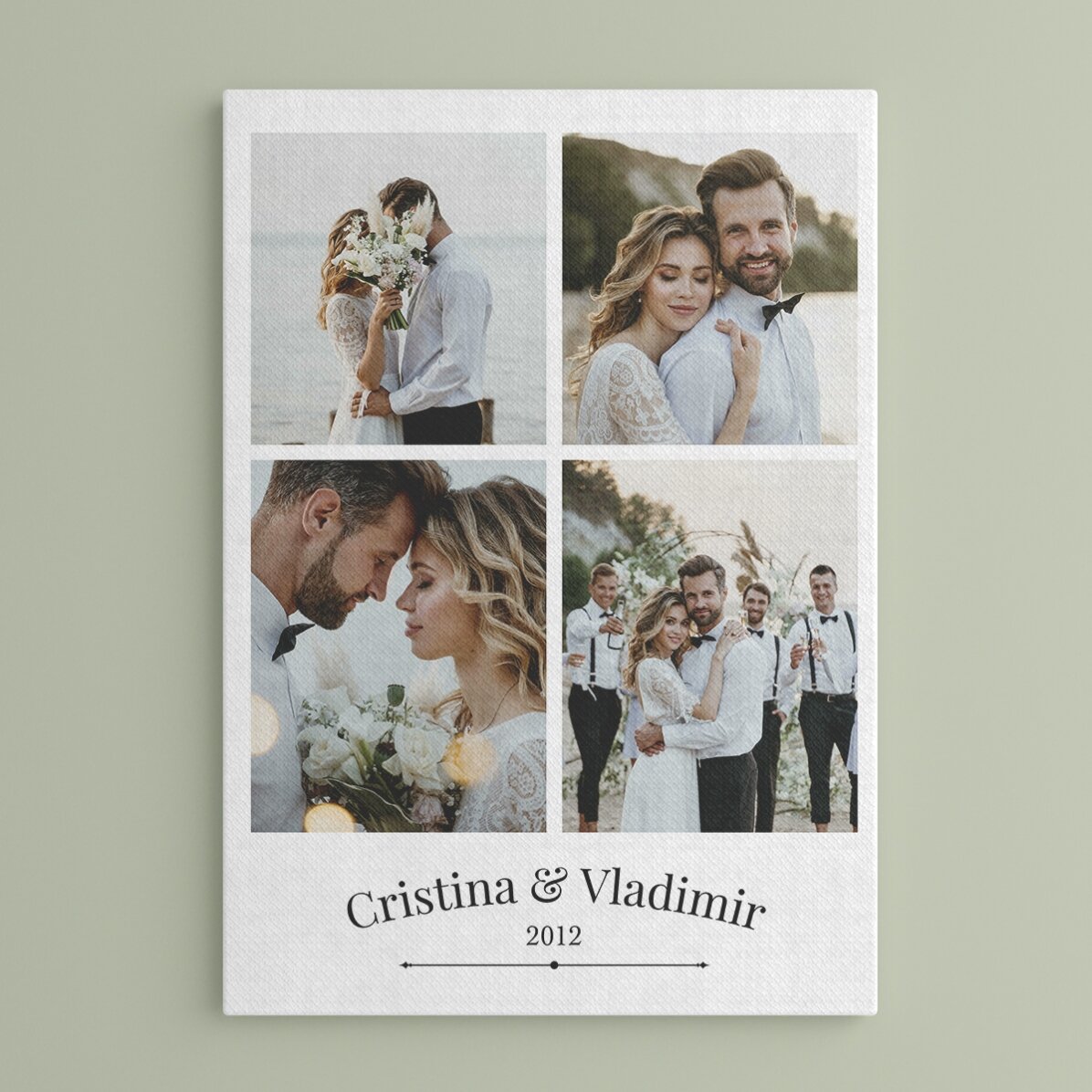 Tableau personnalisé avec 4 photos de couple