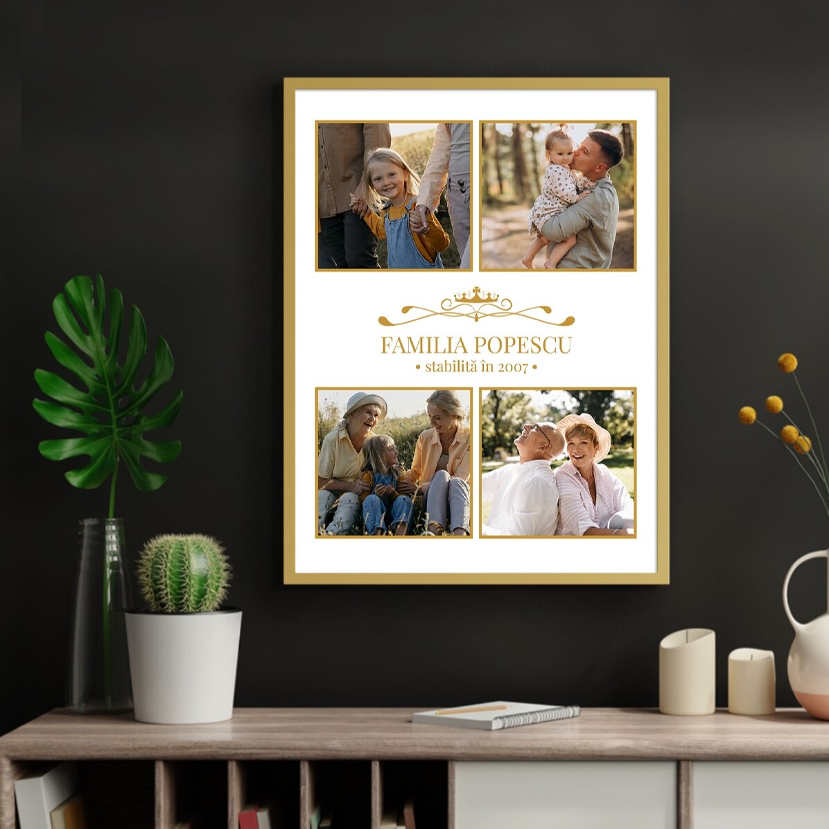 Tableau personnalisé avec 4 photos de famille