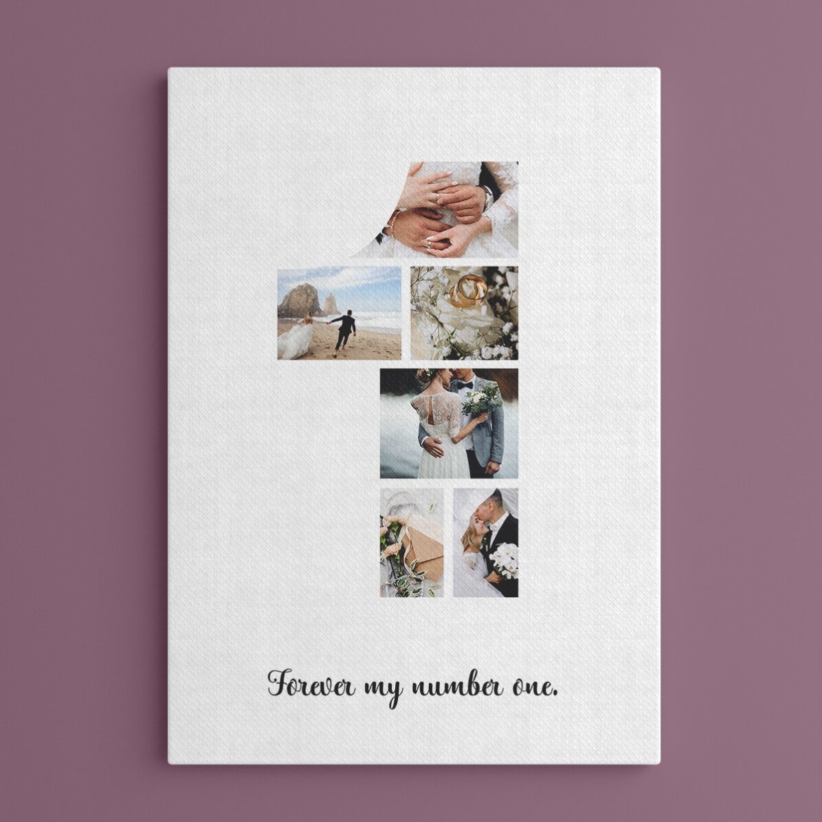 Tableau personnalisé avec 6 photos (modèle n° 1) et un message
