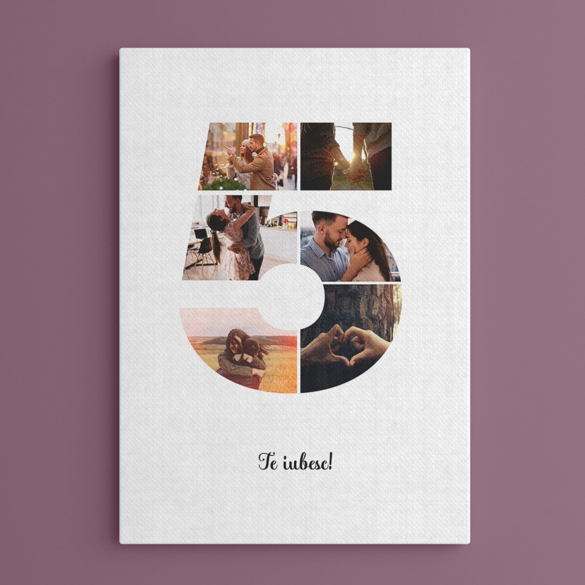 Tableau personnalisé avec 6 photos, modèle n° 5, et un message