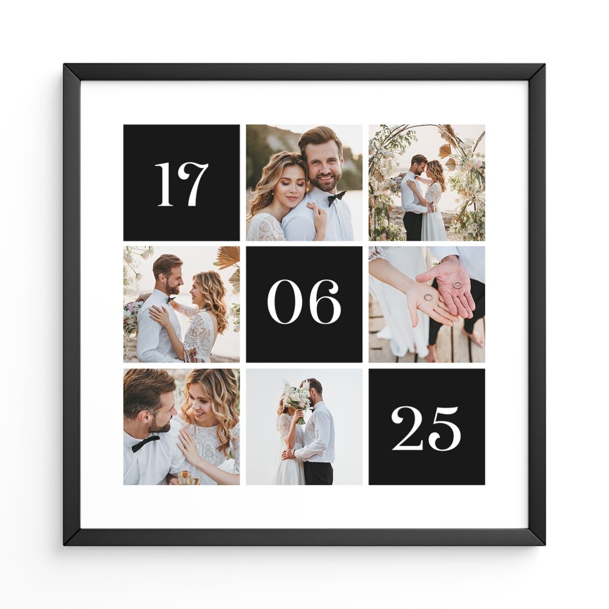 Tableau personnalisé avec 6 photos et la date