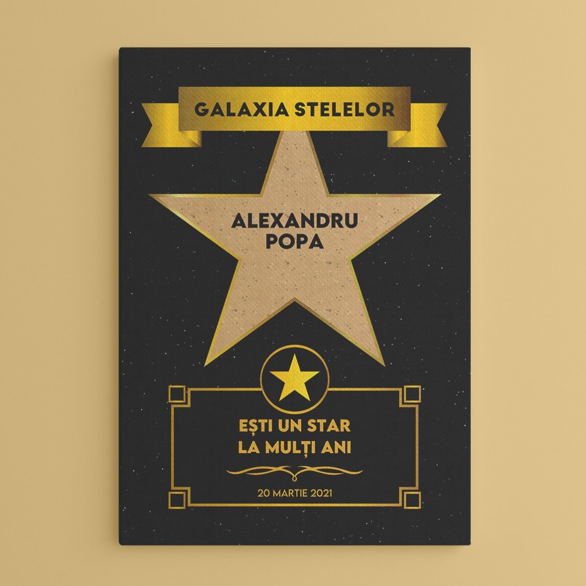 Tableau personnalisé avec texte - La galaxie des étoiles