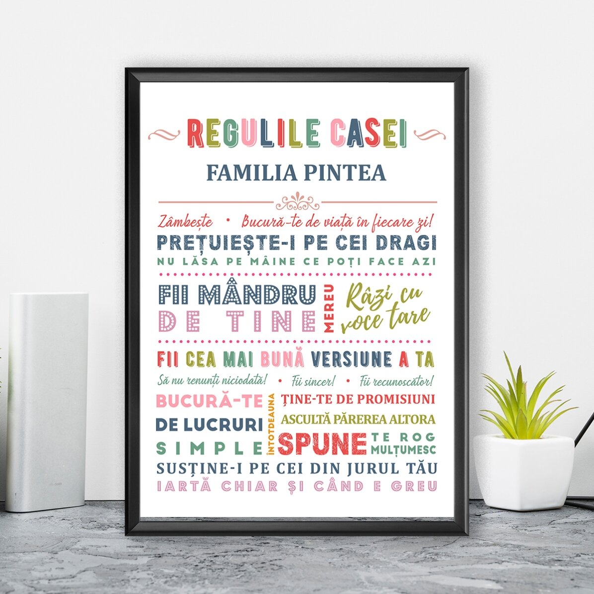 Tableau personnalisé avec texte - Règles de la maison
