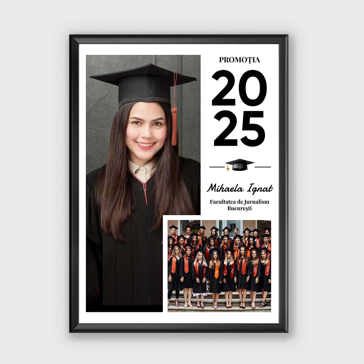 Tableau personnalisé avec un texte et 2 photos - Remise des diplômes