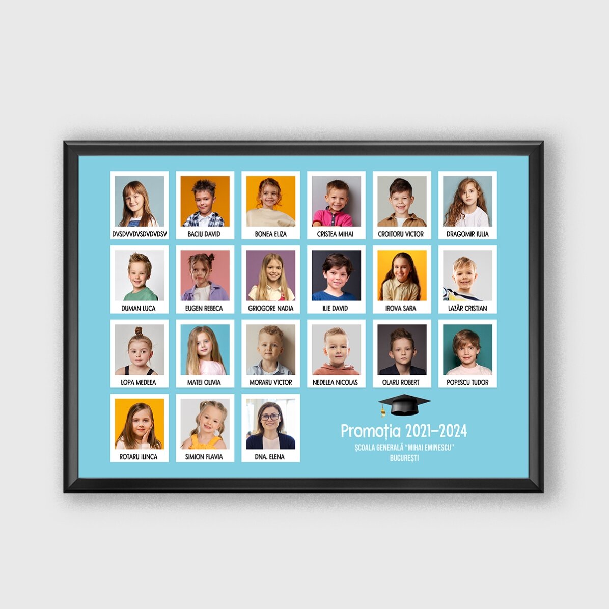 Tableau personnalisé avec un texte et 21 photos - Remise des diplômes