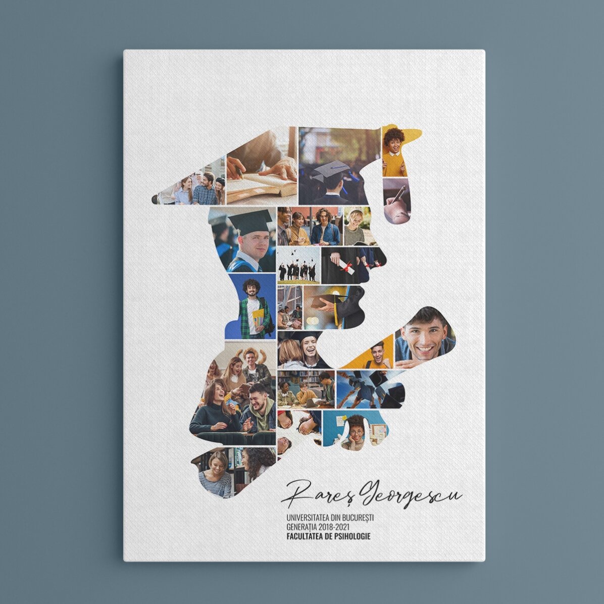 Tableau personnalisé avec un texte et 22 photos pour la remise des diplômes - Lui