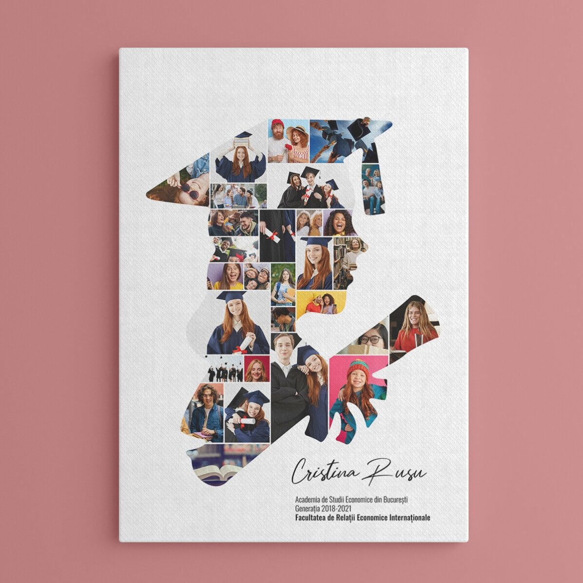 Tableau personnalisé avec un texte et 29 photos pour la remise des diplômes - Elle