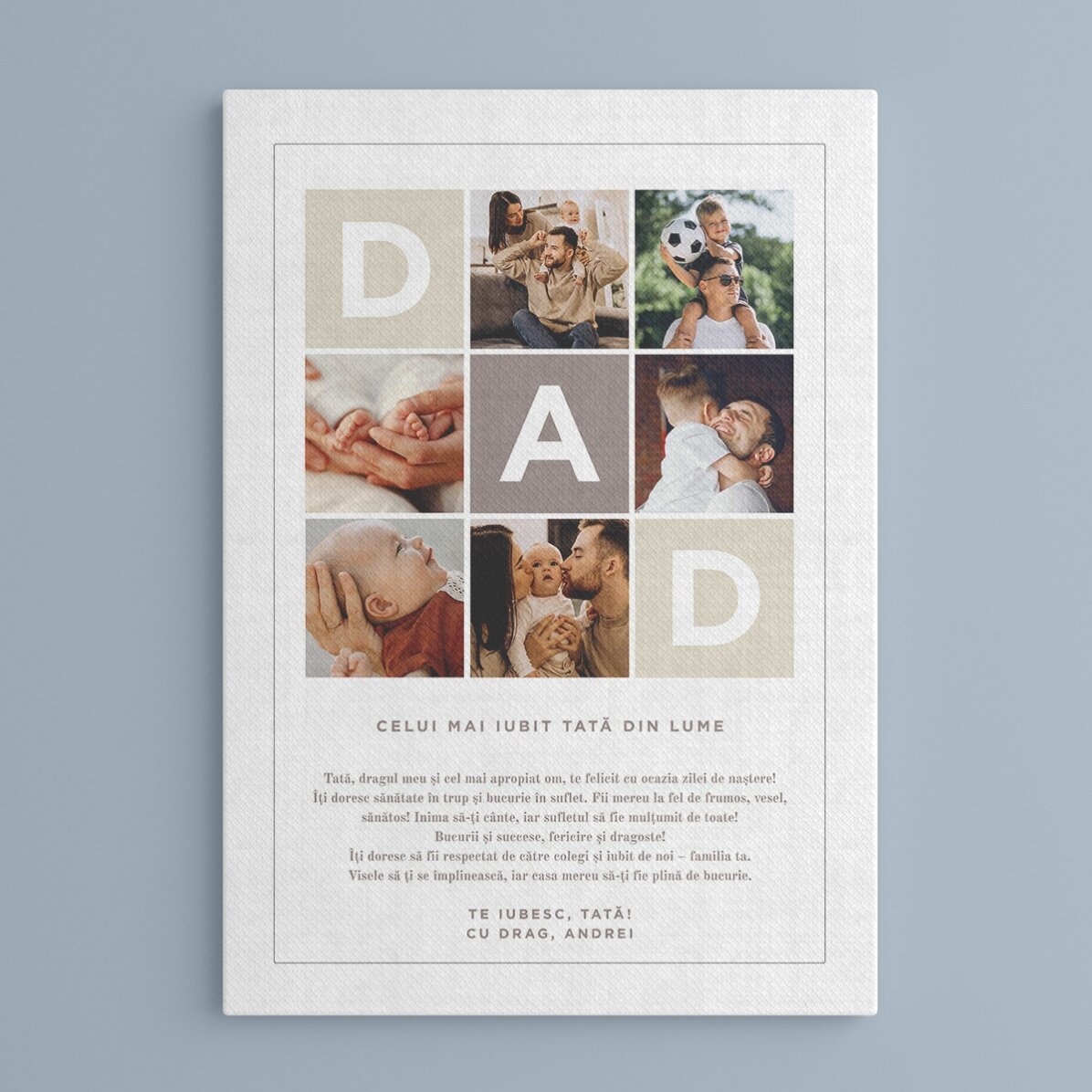 Tableau personnalisé avec un texte et 6 photos - DAD