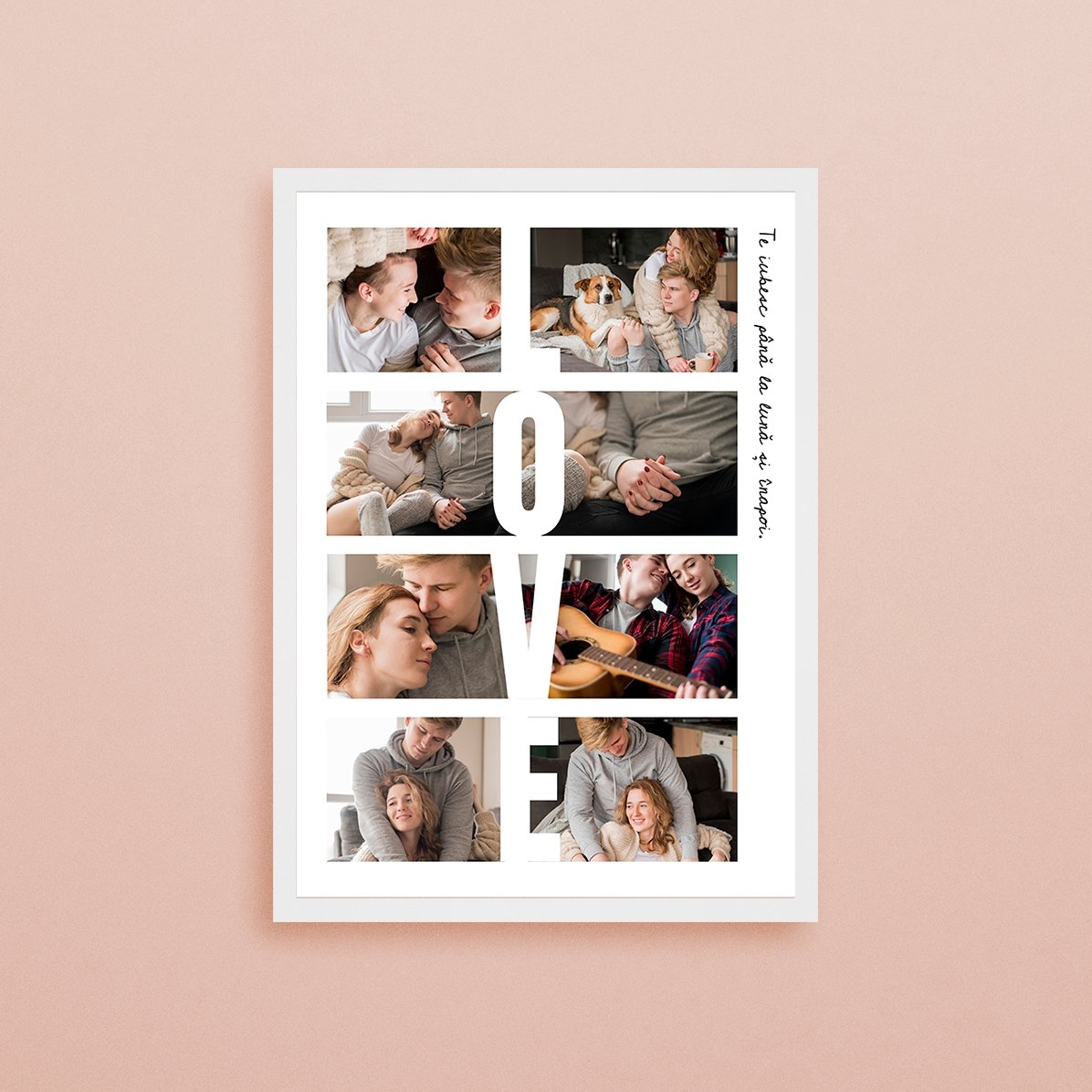Tableau personnalisé avec un texte et 8 photos - LOVE