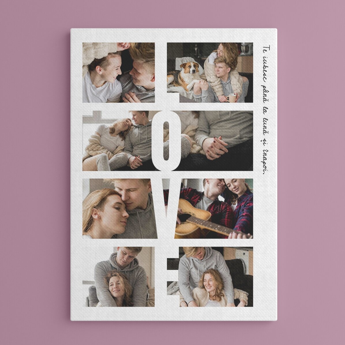 Tableau personnalisé avec un texte et 8 photos - LOVE