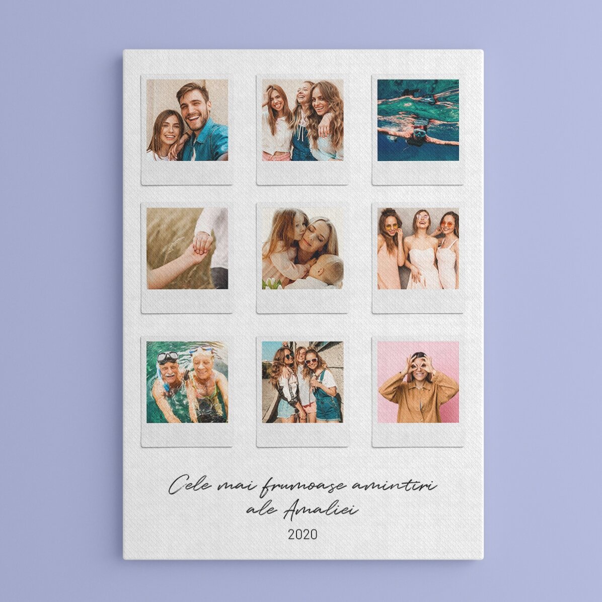 Tableau personnalisé avec un texte et 9 photos de style Polaroid - Les plus beaux moments