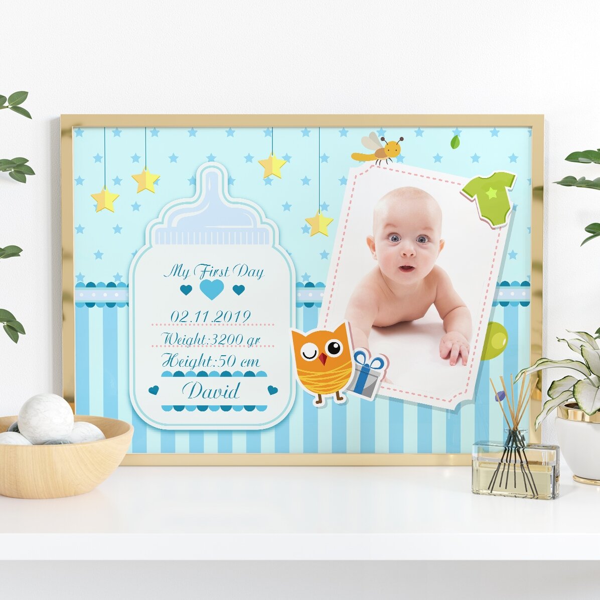 Tableau personnalisé pour les nouveau-nés - Petits garçons