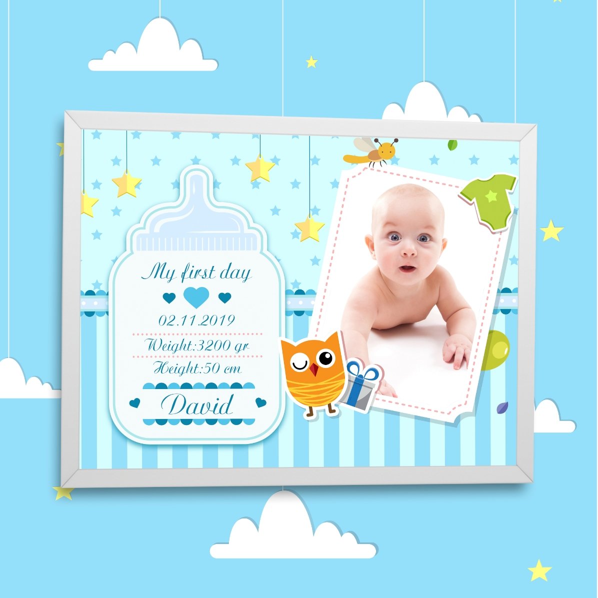 Tableau personnalisé pour les nouveau-nés - Petits garçons