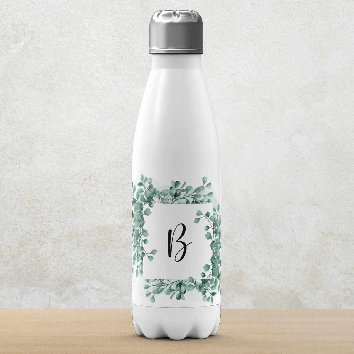 Thermos à base blanche personnalisé avec une initiale
