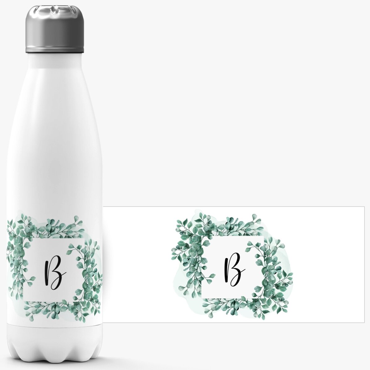 Thermos à base blanche personnalisé avec une initiale