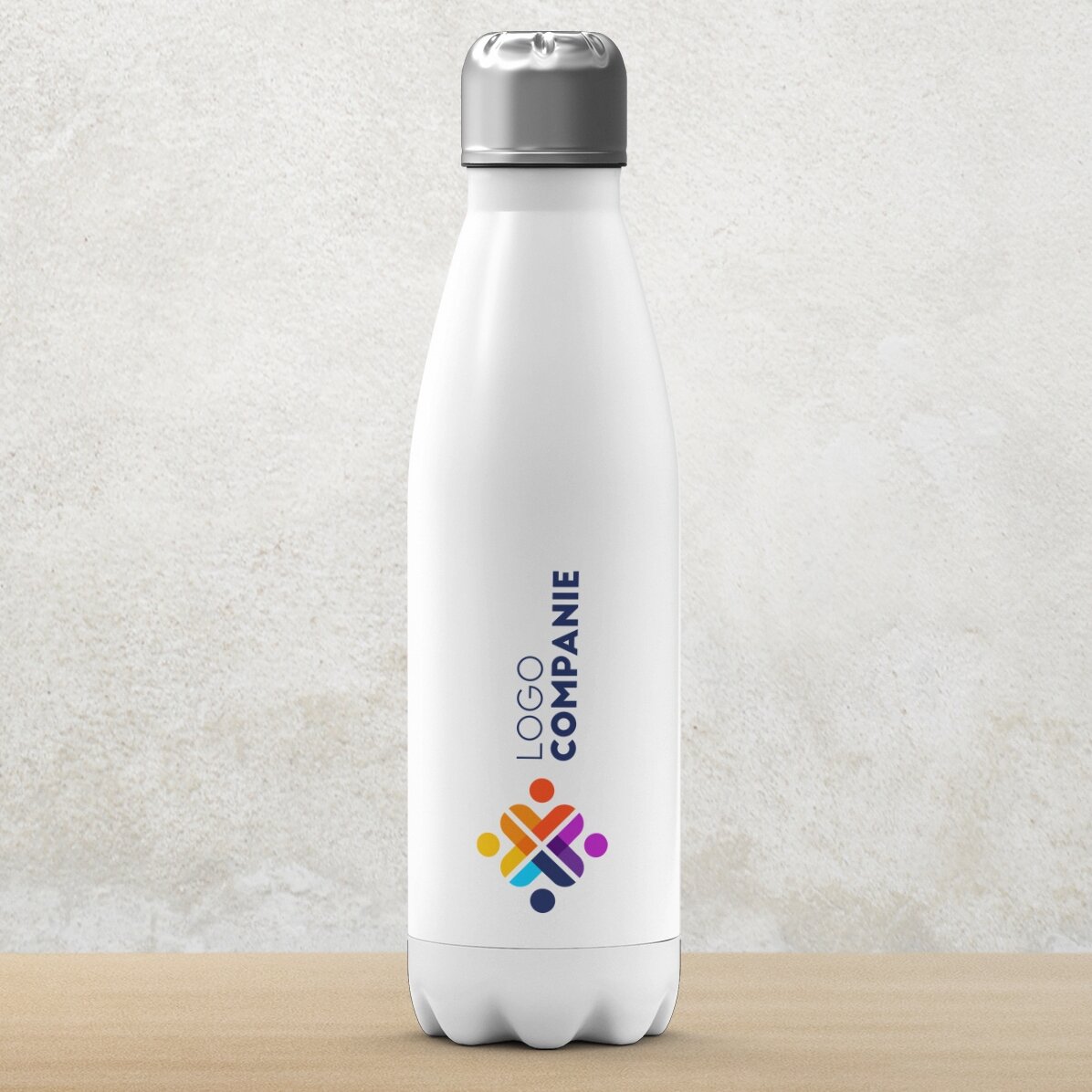 Thermos à base blanche personnalisé avec un logo
