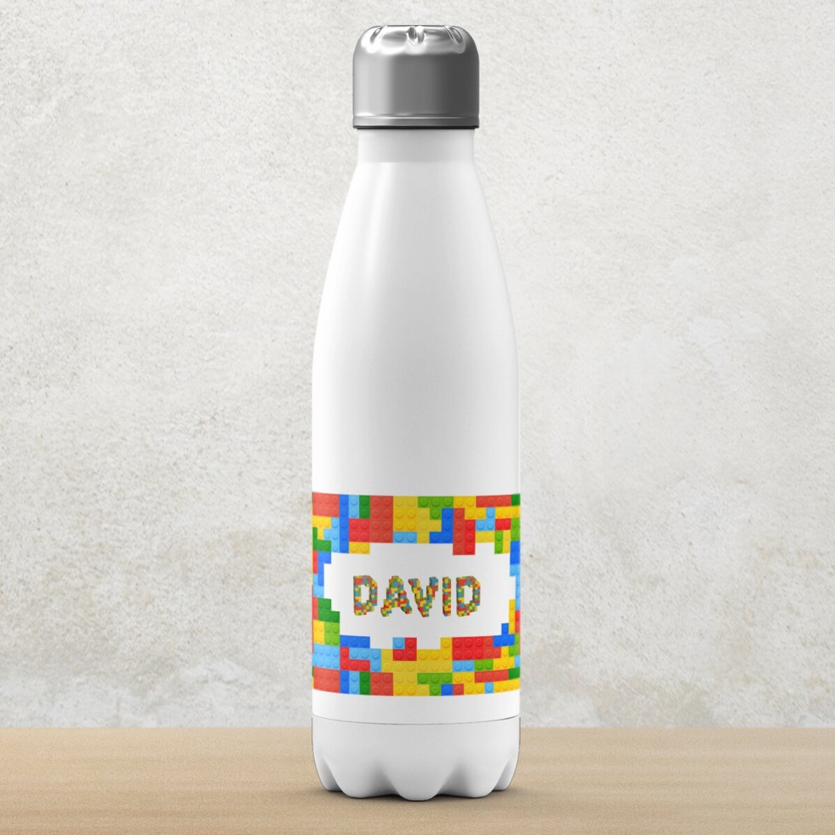 Thermos à base blanche personnalisé avec un prénom - Lego
