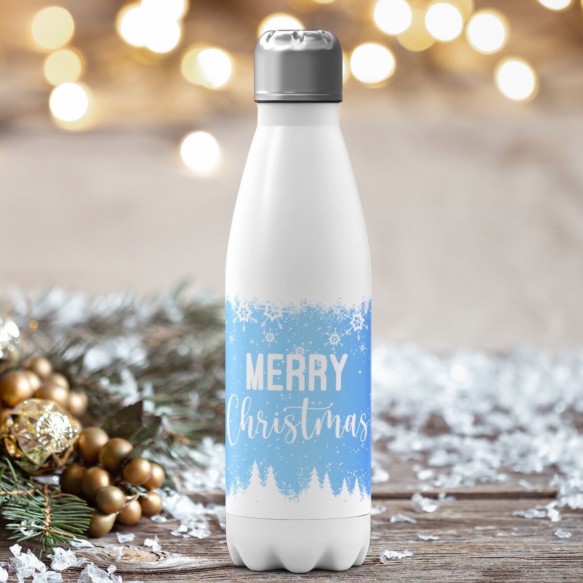 Thermos à base blanche personnalisé avec un prénom - Winter