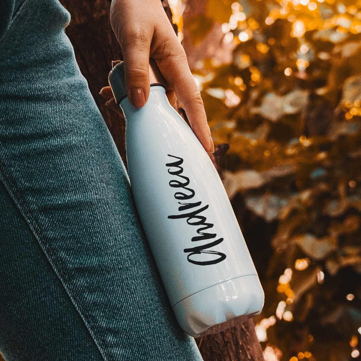 Thermos à base blanche personnalisé avec votre nom