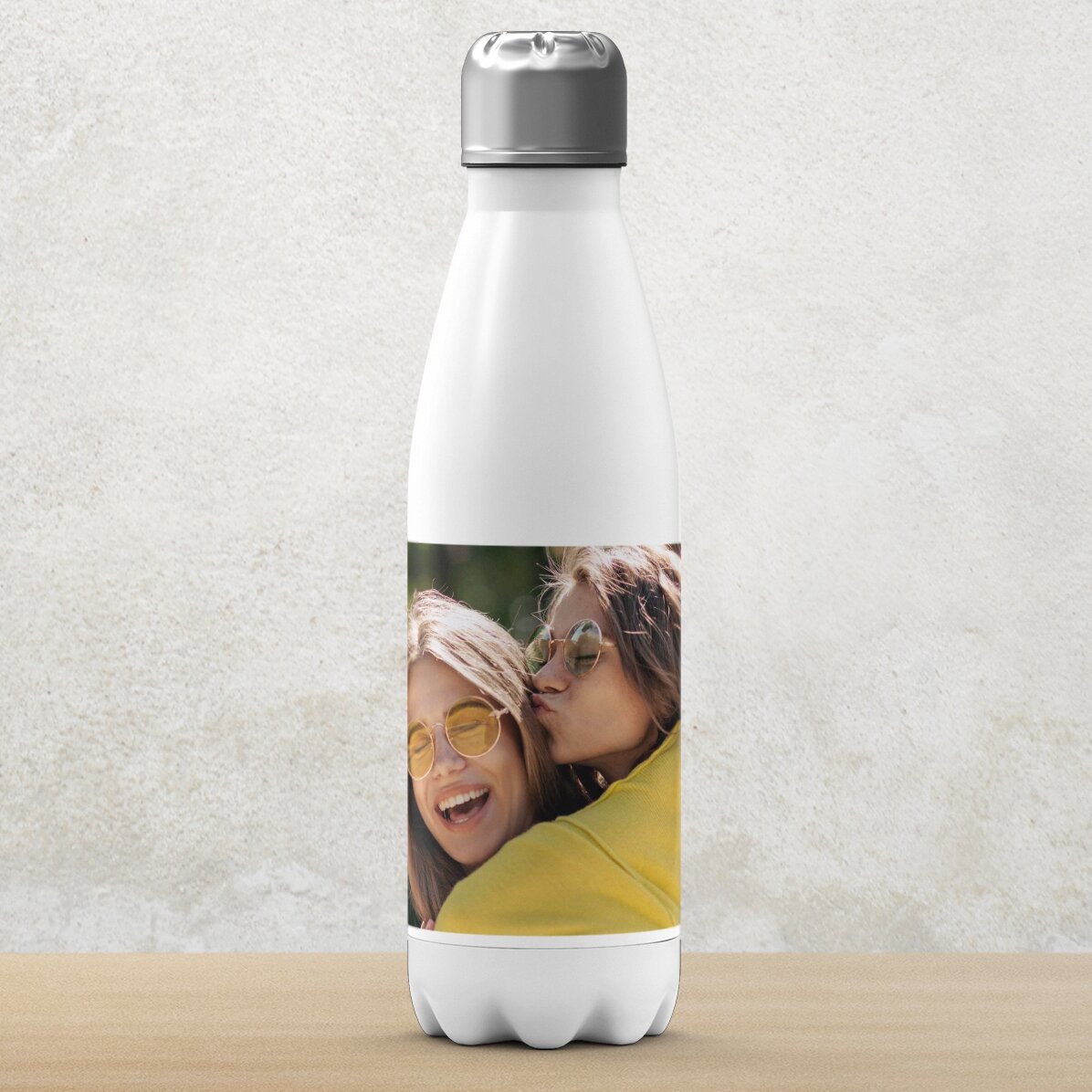 Thermos à base blanche personnalisé avec une photo au format paysage