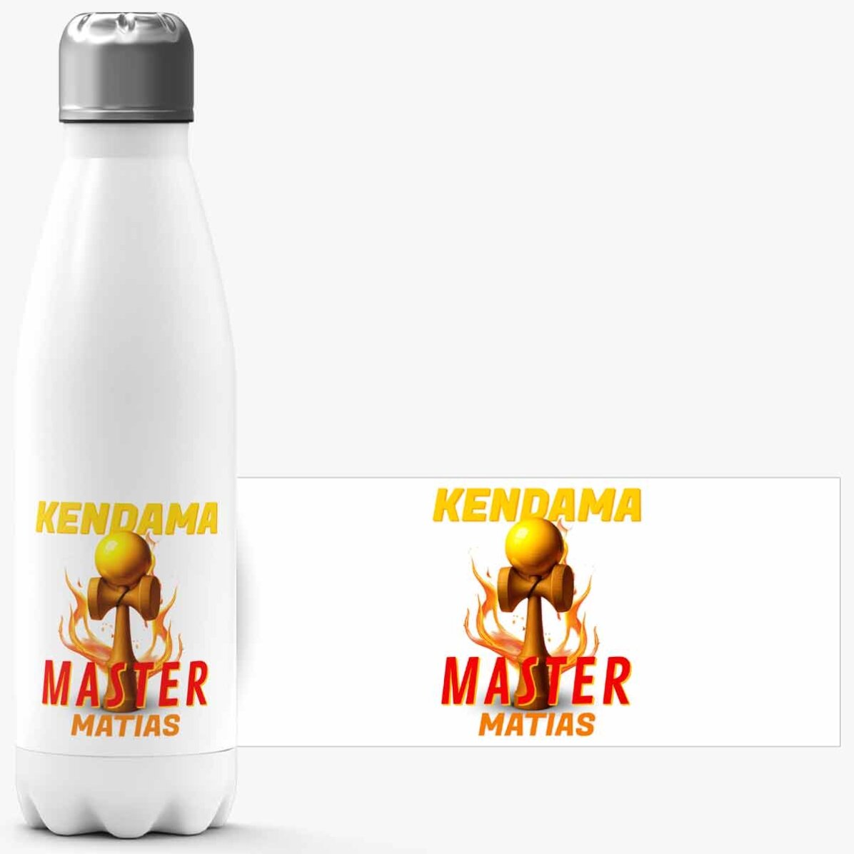 Thermos à base blanche personnalisé avec un texte - Kendama Master