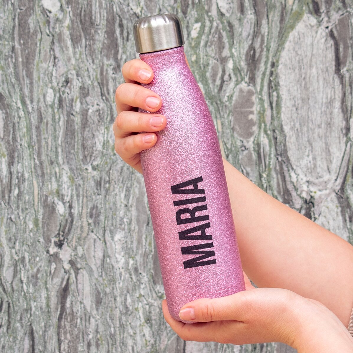 Thermos à paillettes personnalisé avec un prénom